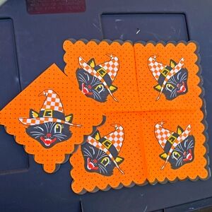 Pair Halloween Vintage Cat w Hat Paper Napkins - Free w/ any Purchase while last